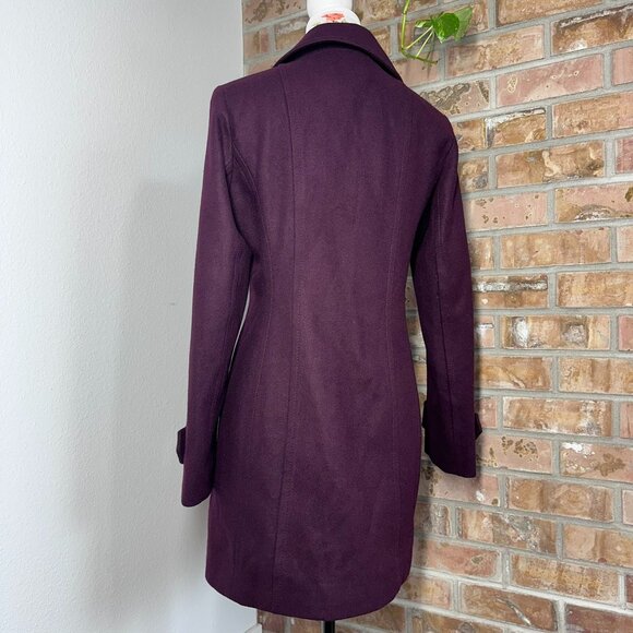 Anne Klein Double Breasted Wool Blend Coat Plum Womens Size Small - Picture 2 of 10